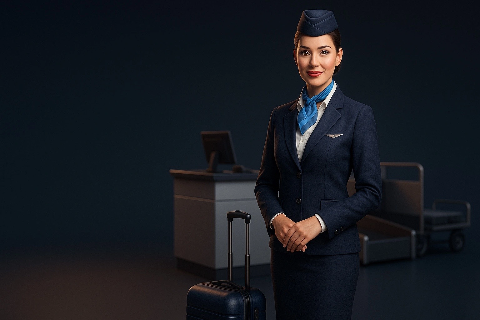 Cabin crew professional at airport